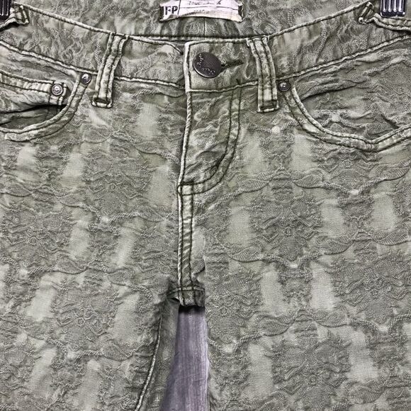 FREE PEOPLE Jacquard Skinny Jeans in Olive Green - Picture 6 of 15